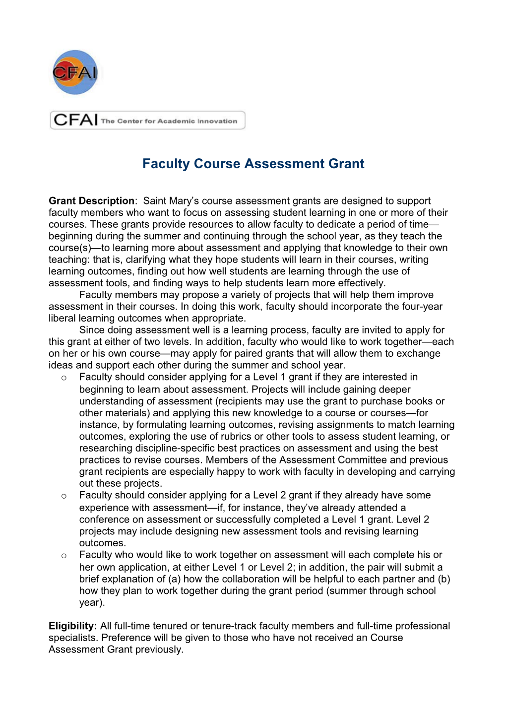 Faculty Research Grant Application