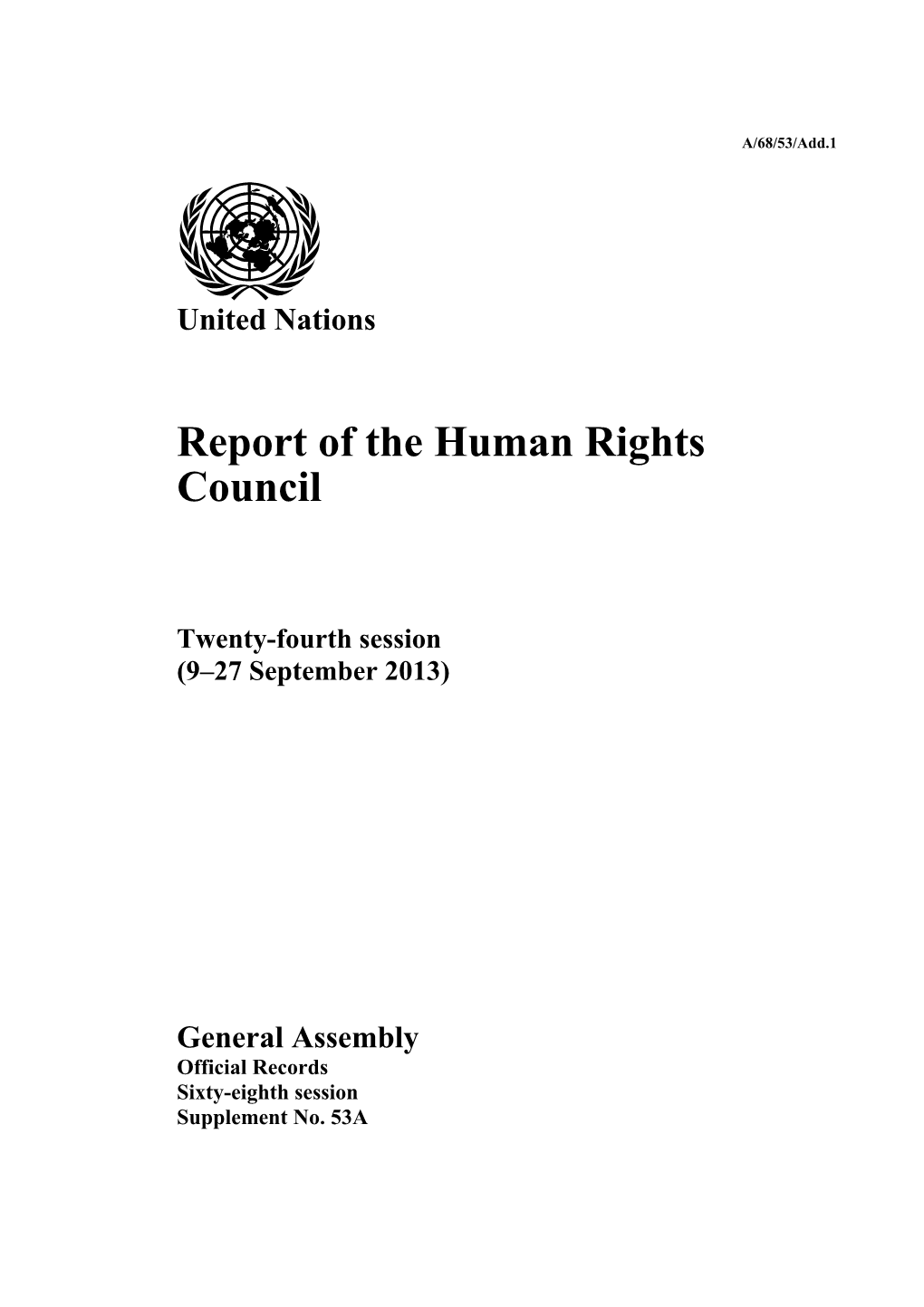 Report of the Human Rights Council