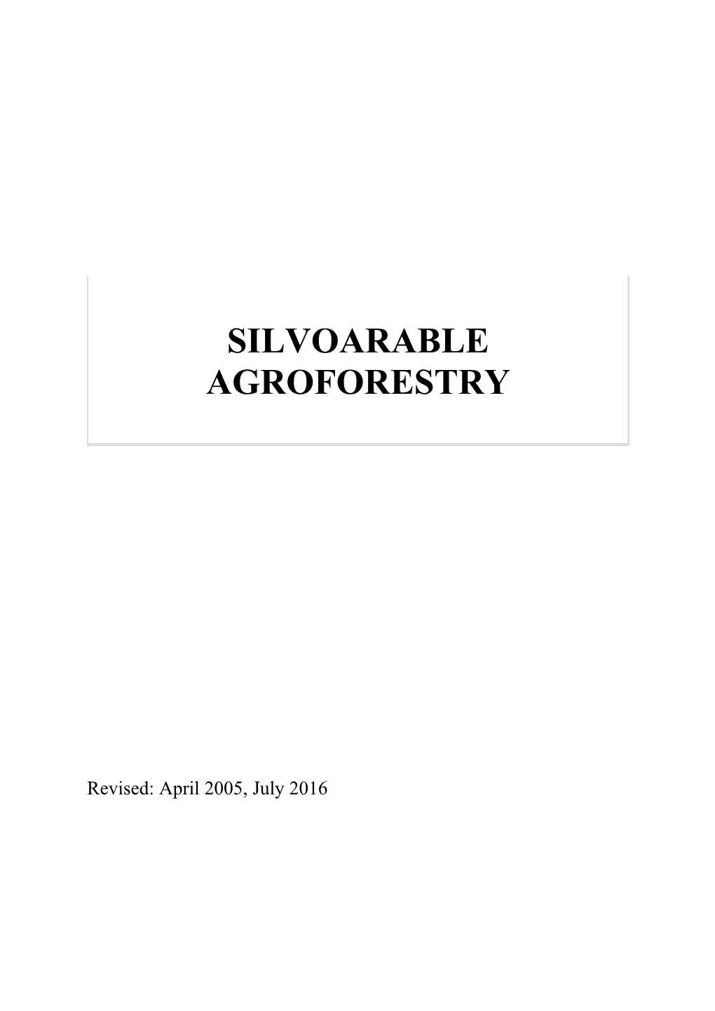 Handouts for Agroforestry Experiments