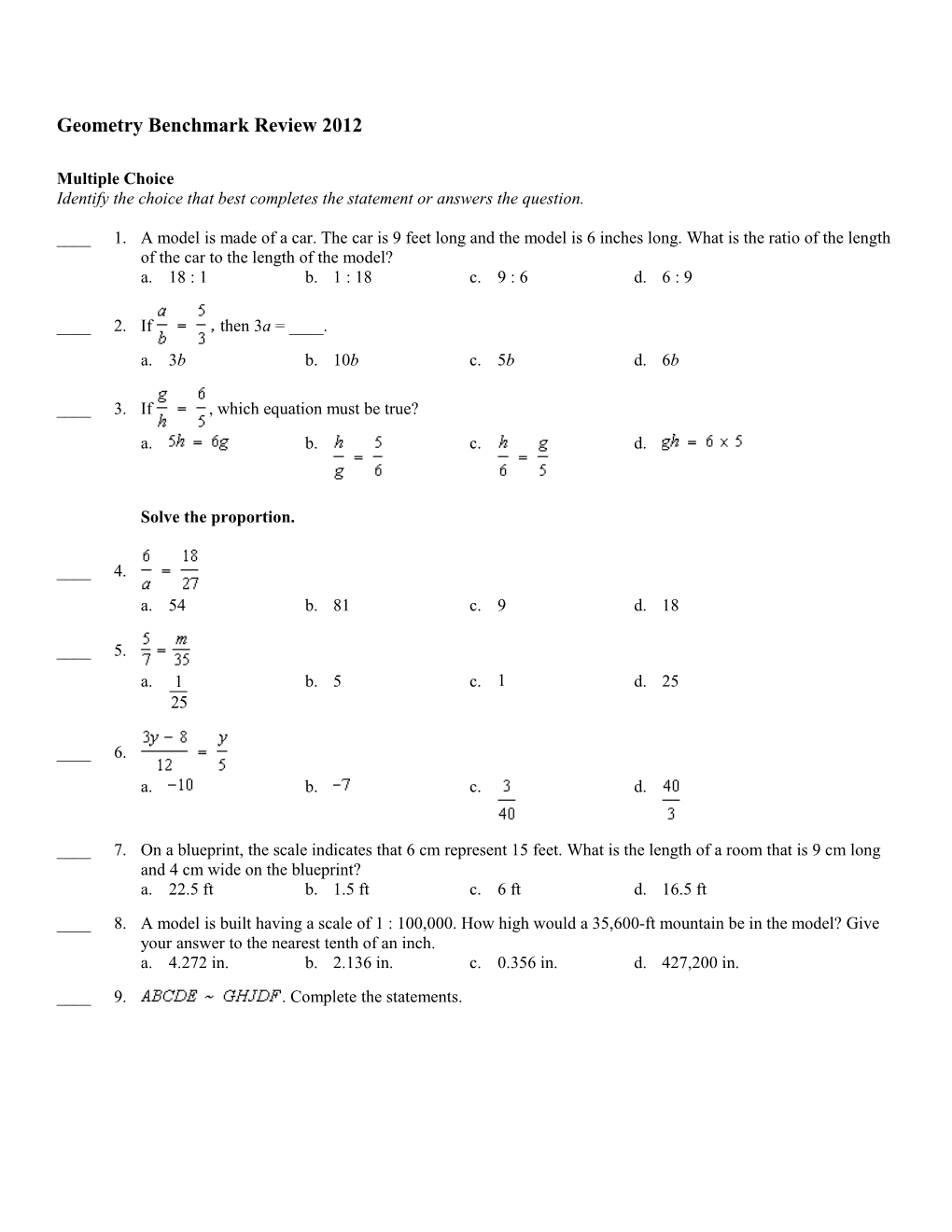 Geometry Benchmark Review 2012