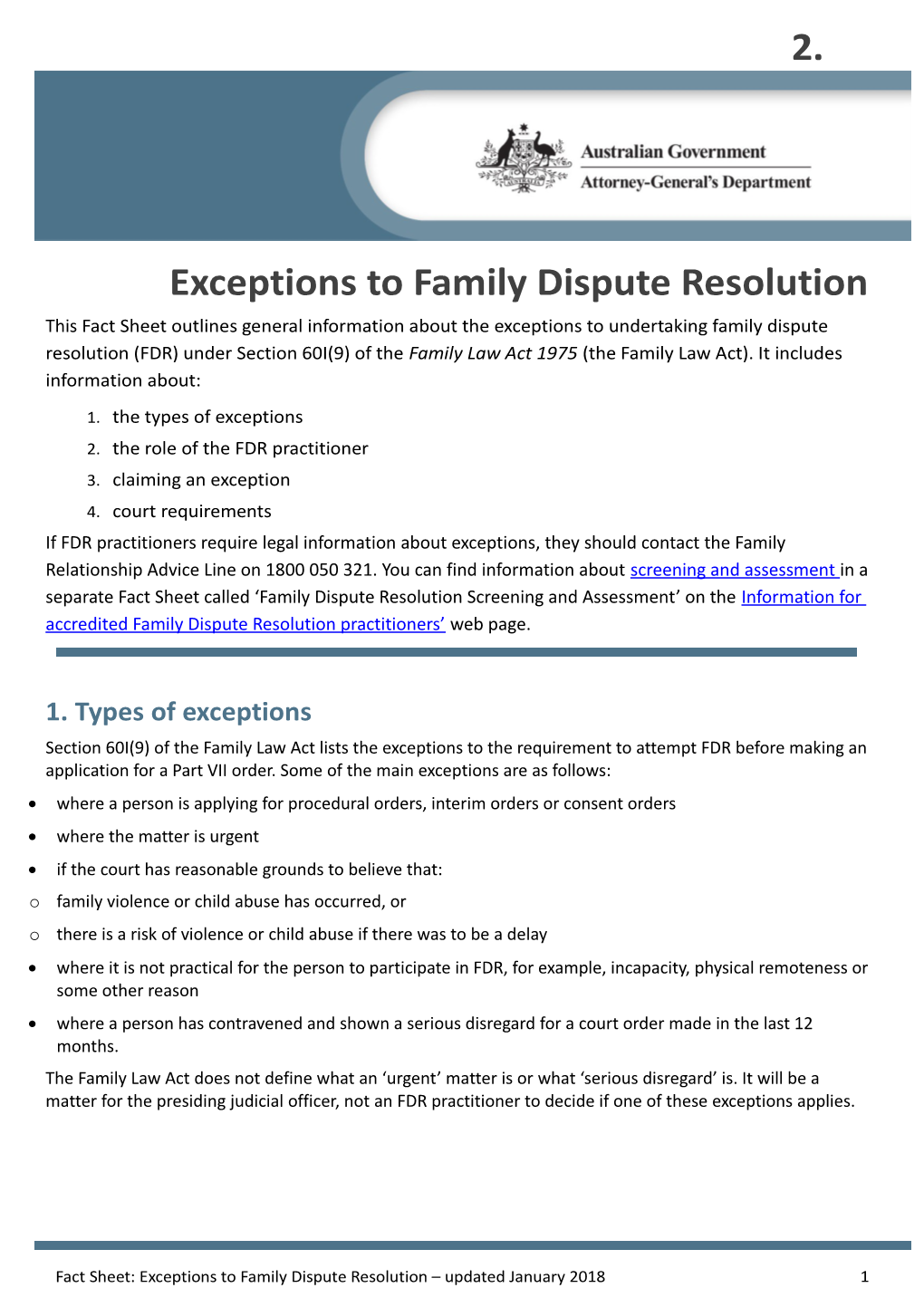 Exceptions to Family Dispute Resolution