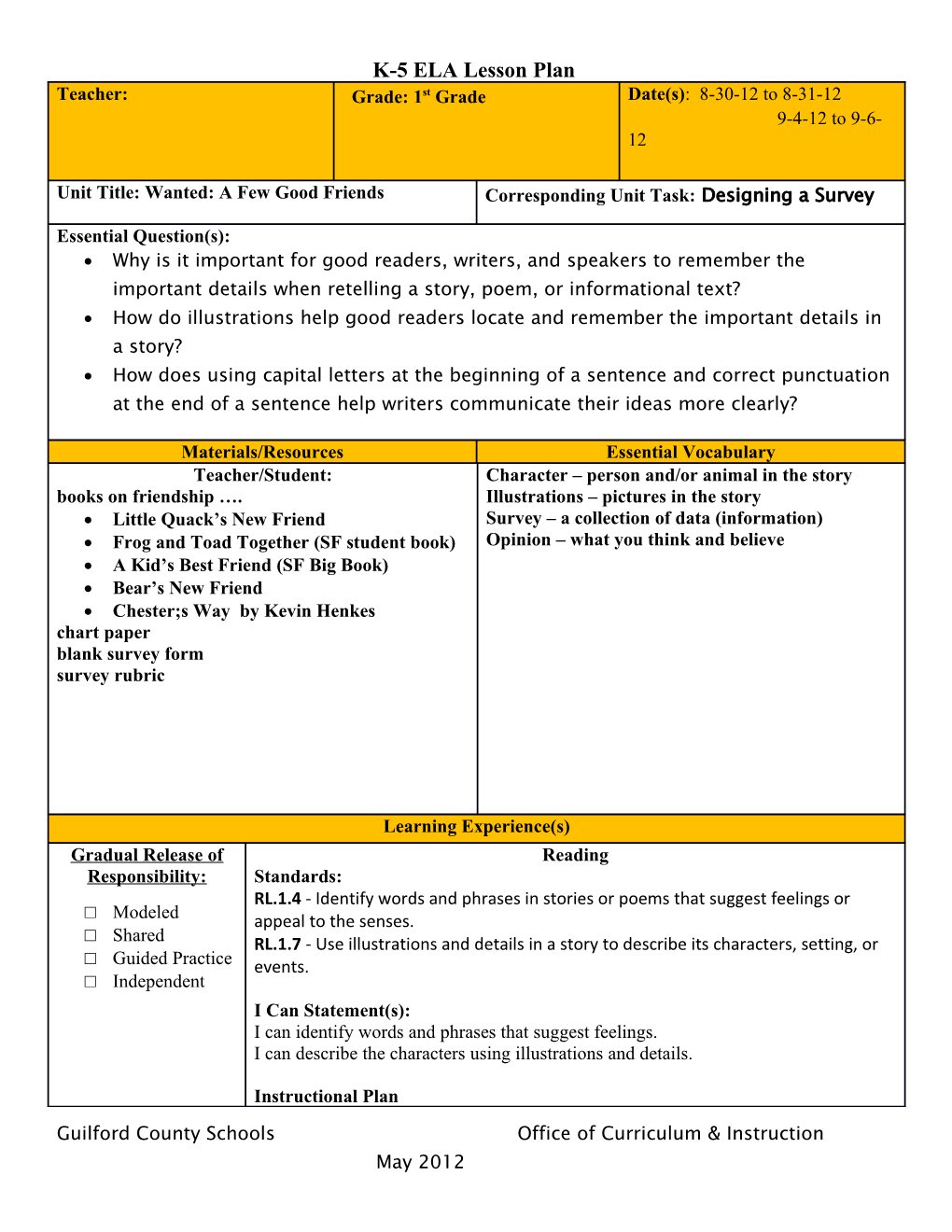 K-5 ELA Lesson Plan s6