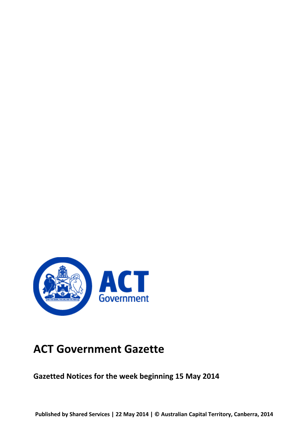 ACT Government Gazette 22 May 2014