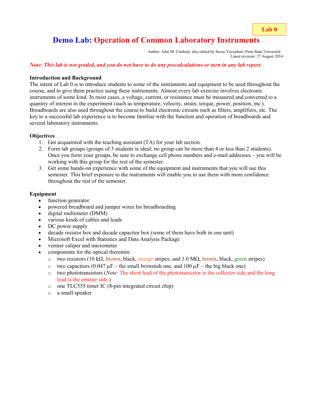 Cover Page for Precalculations Individual Portion