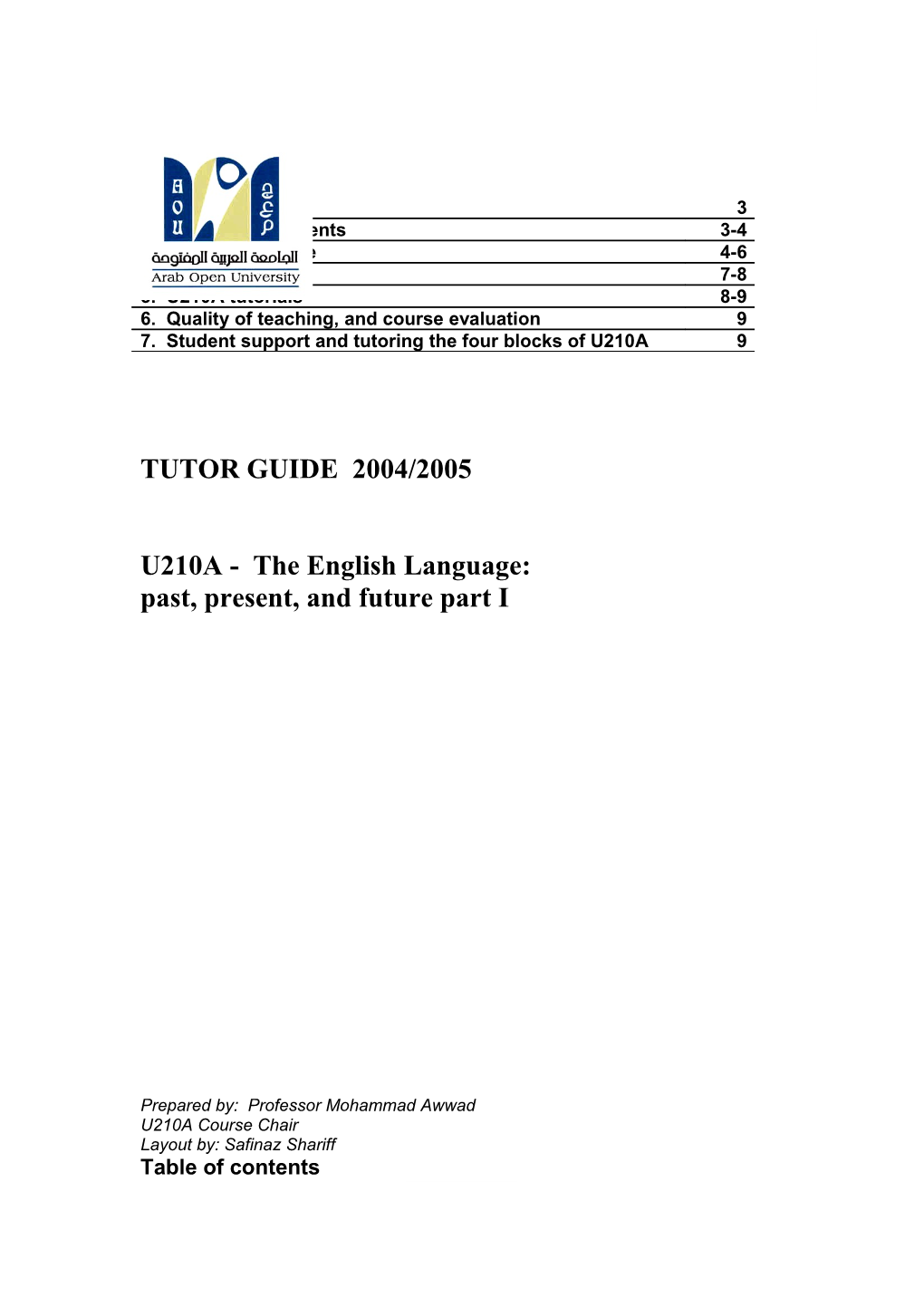 U210A Tutor Guide Page 1 of 9