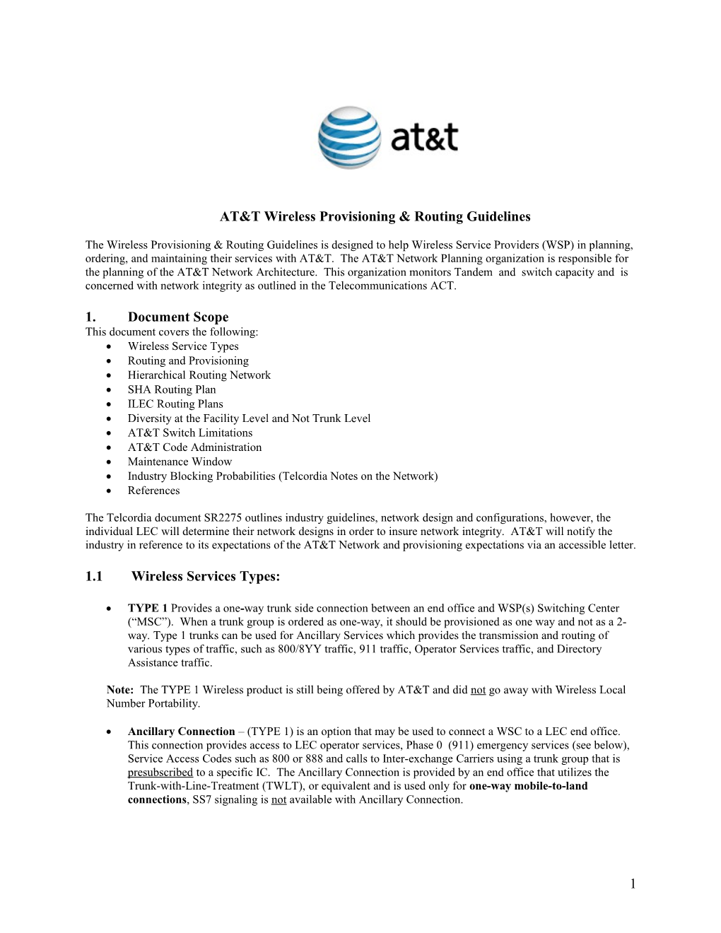 AT&T Wireless Provisioning & Routing Guidelines