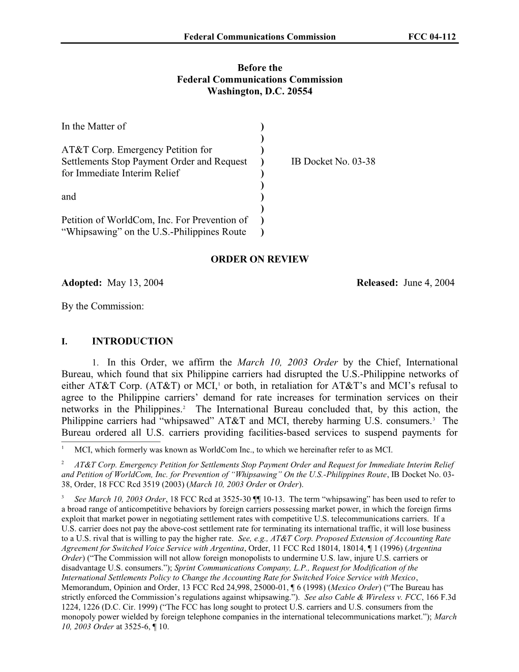 Federal Communications Commissionfcc 04-112