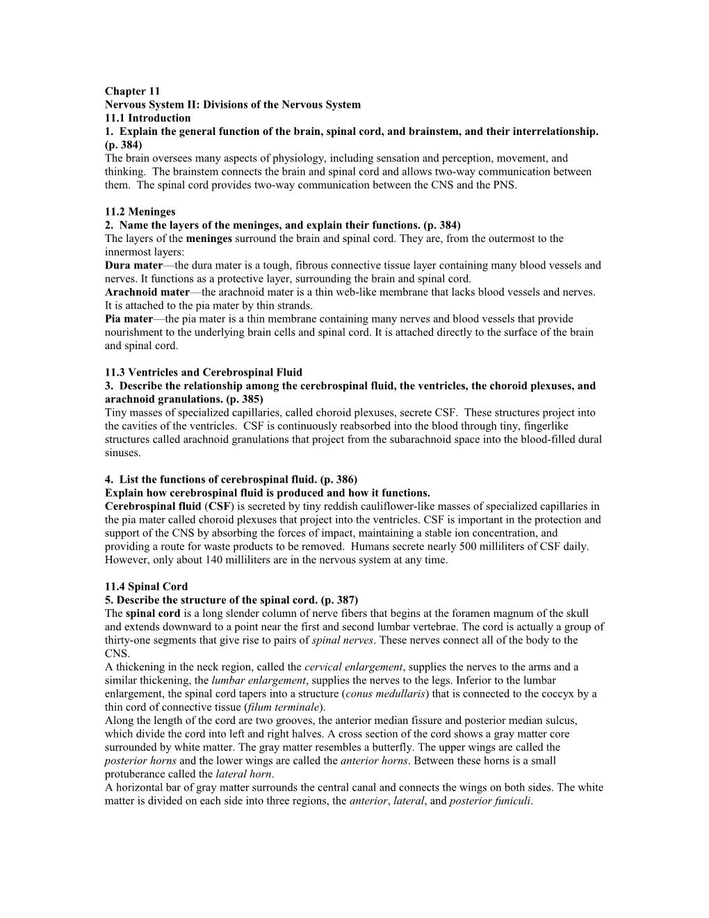 Nervous System II: Divisions of the Nervous System