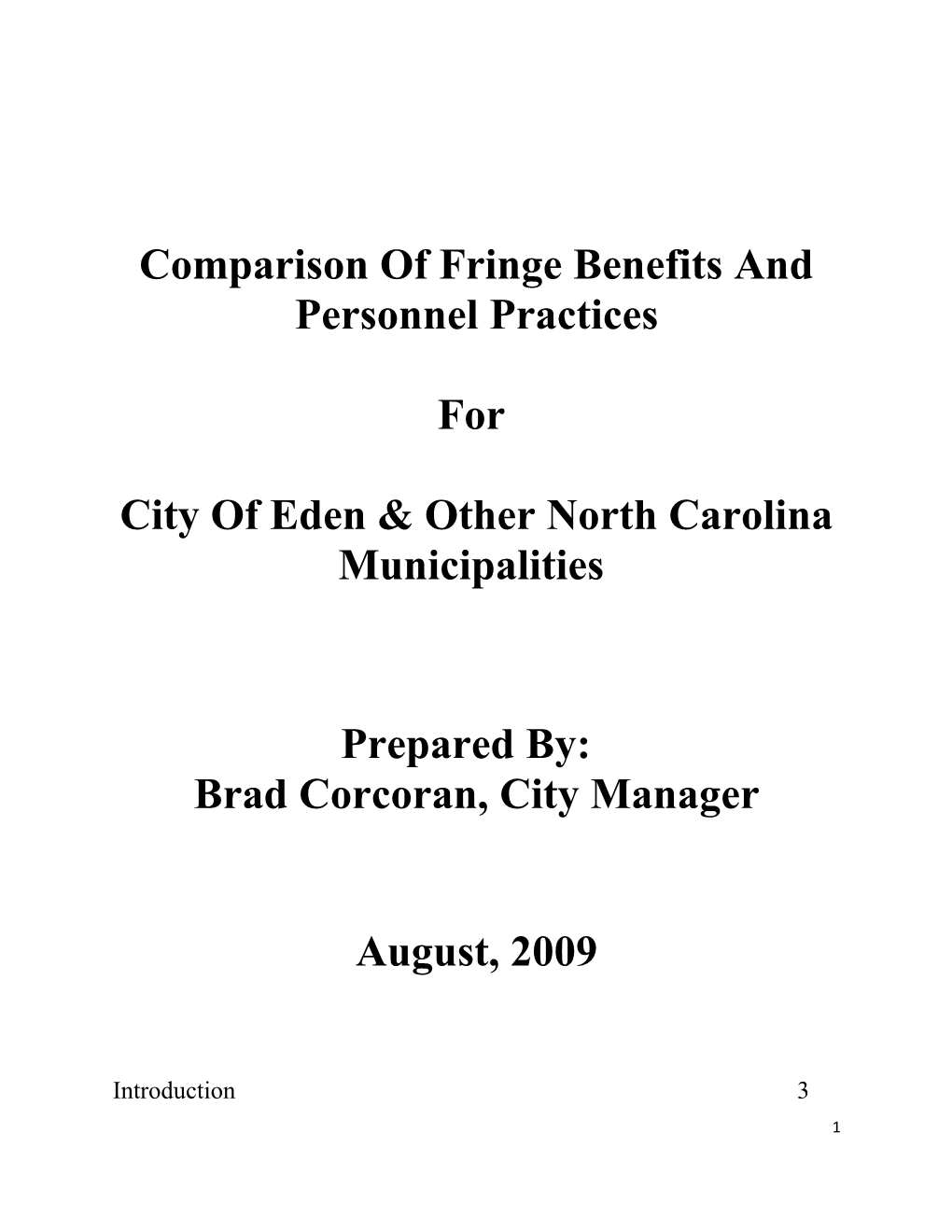 Comparison of Fringe Benefits and Personnel Practices