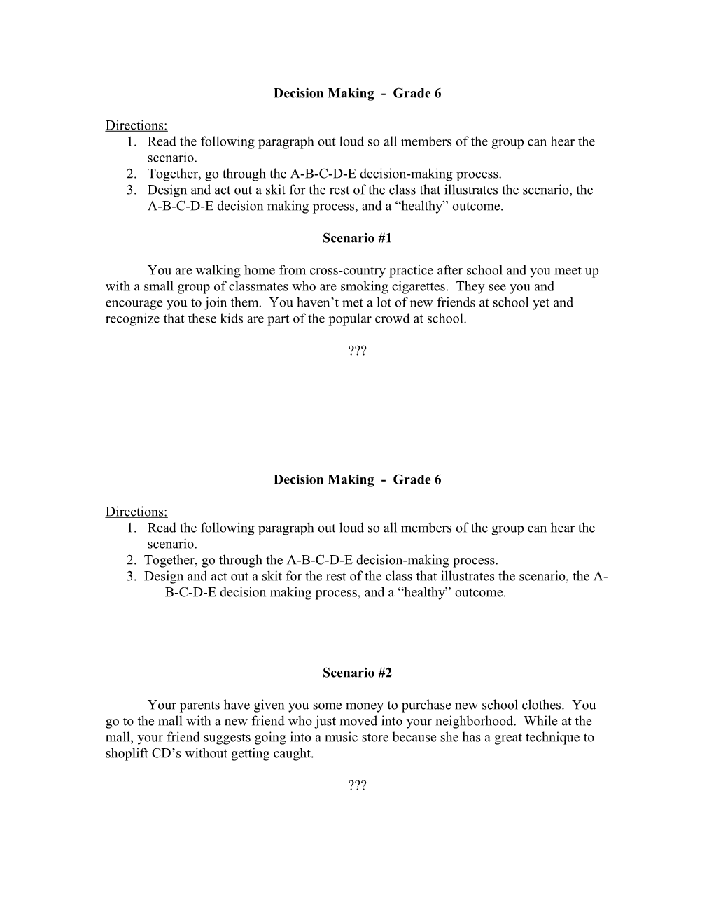 Decision Making - Grade 6