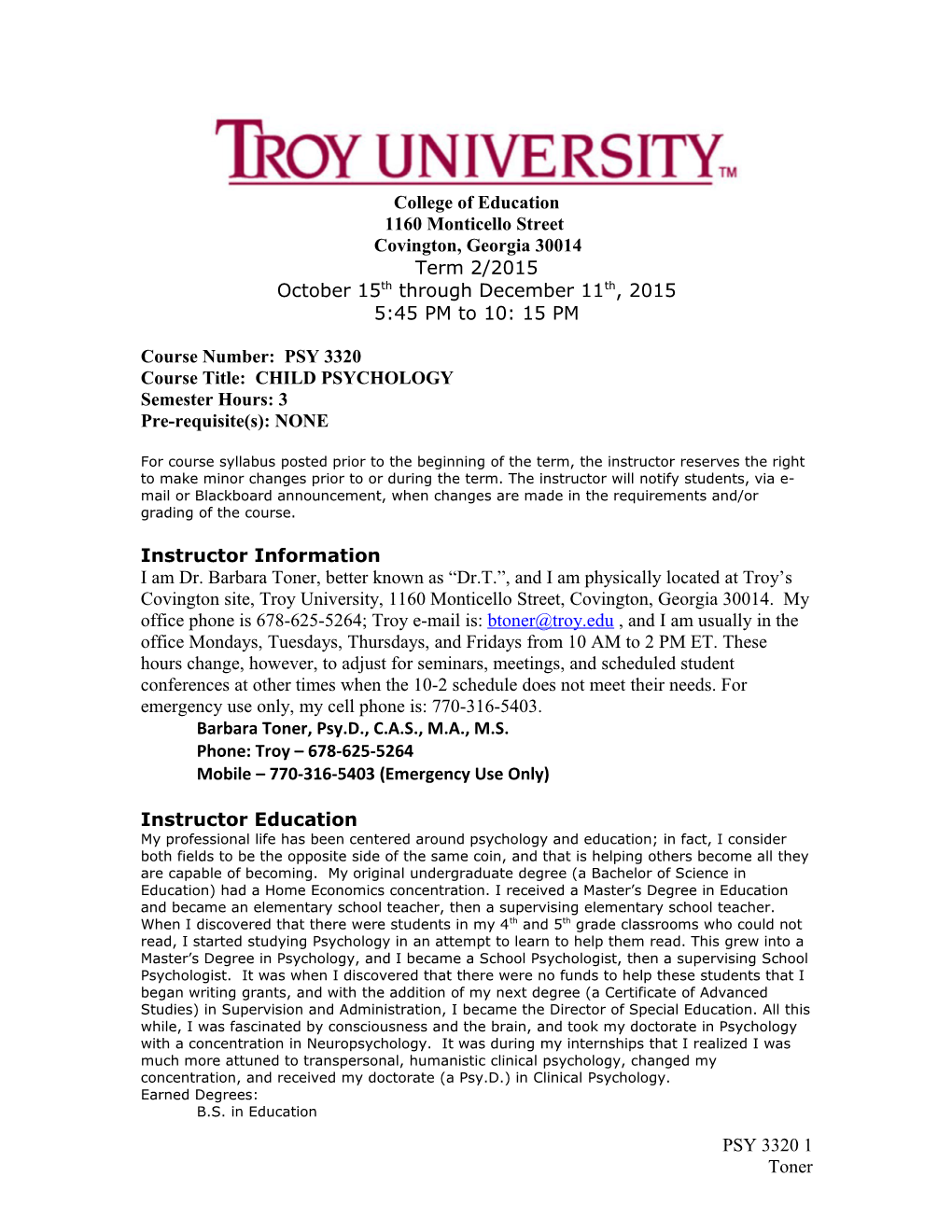 Troy University College of Education