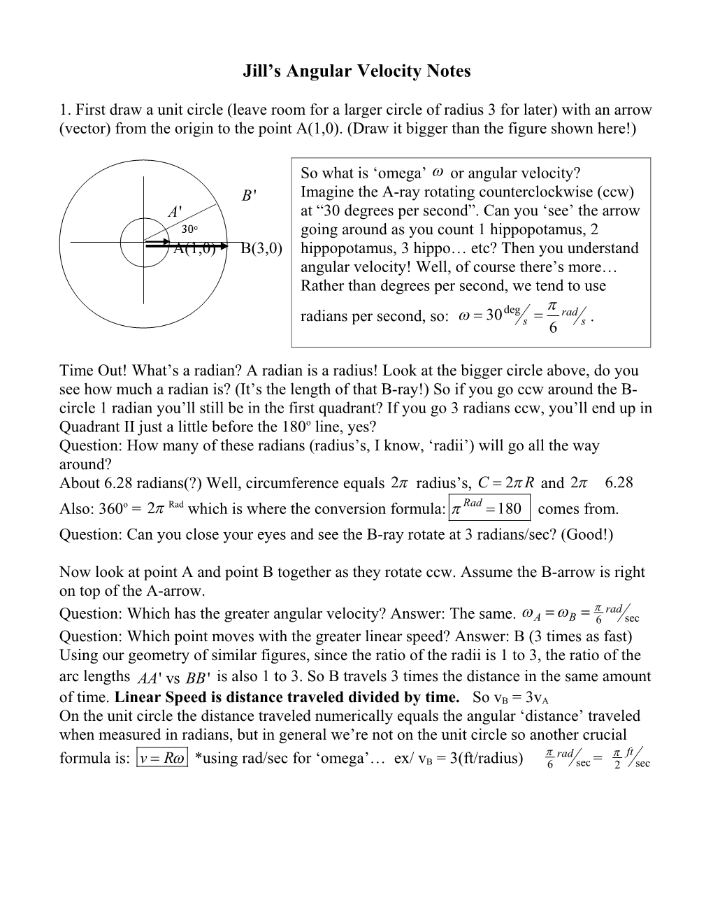 Jill S Angular Velocity Notes