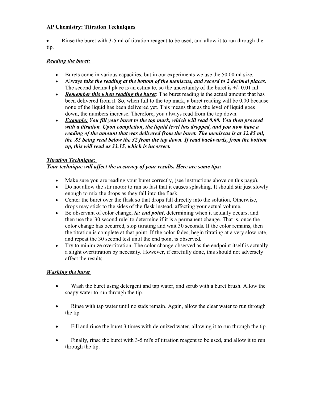 AP Chemistry: Titration Techniques