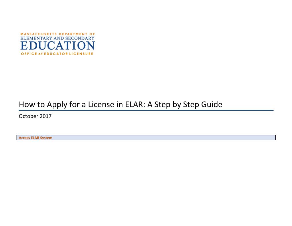 How to Apply for a License in ELAR: a Step by Step Guide