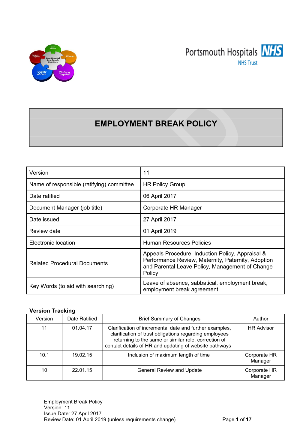 Employment Break Policy