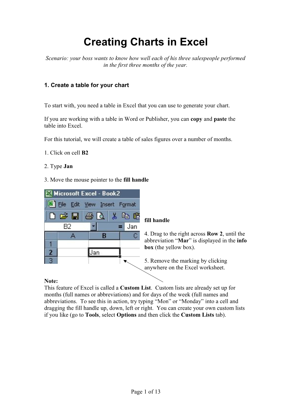 Excel Charts in Publisher