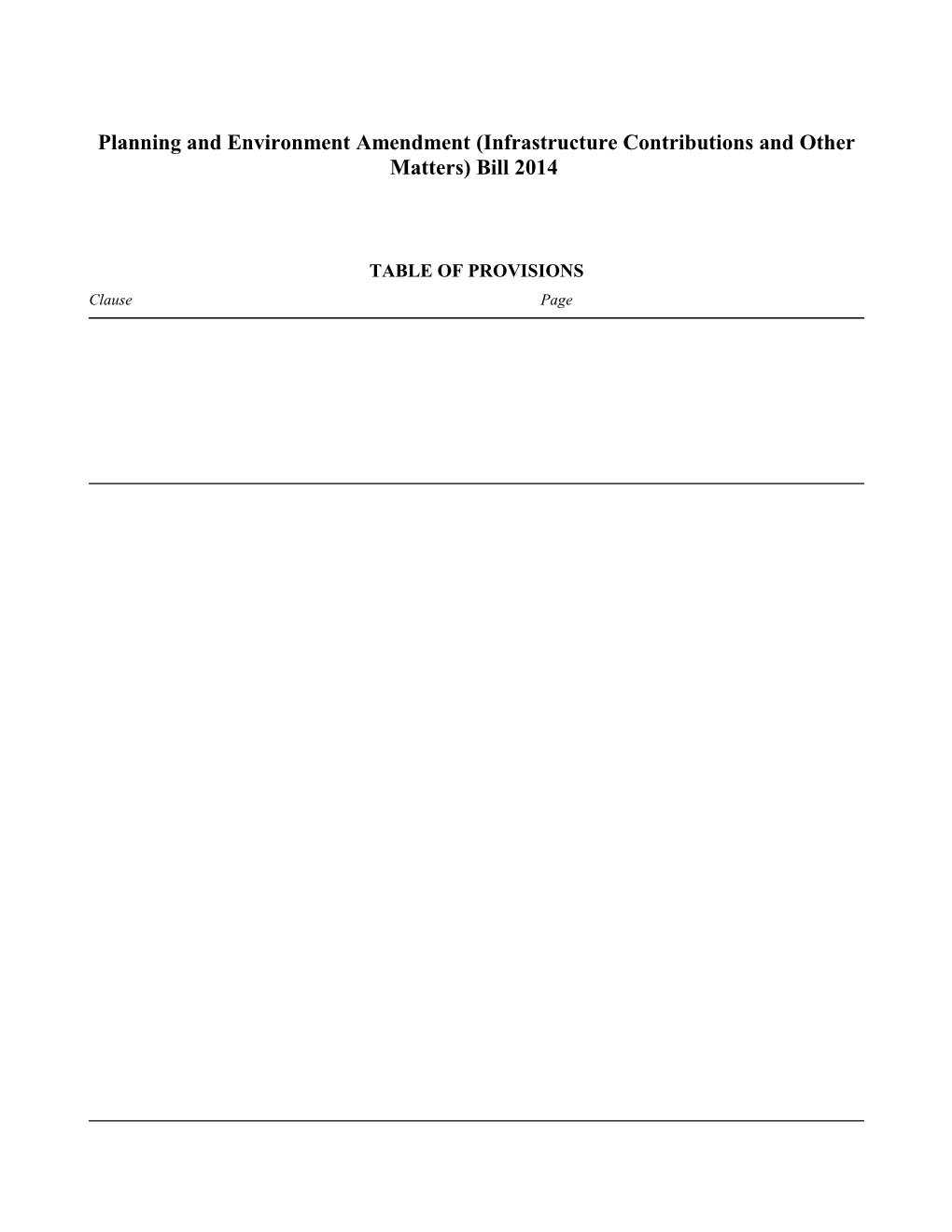 Planning and Environment Amendment (Infrastructure Contributions and Other Matters) Bill 2014