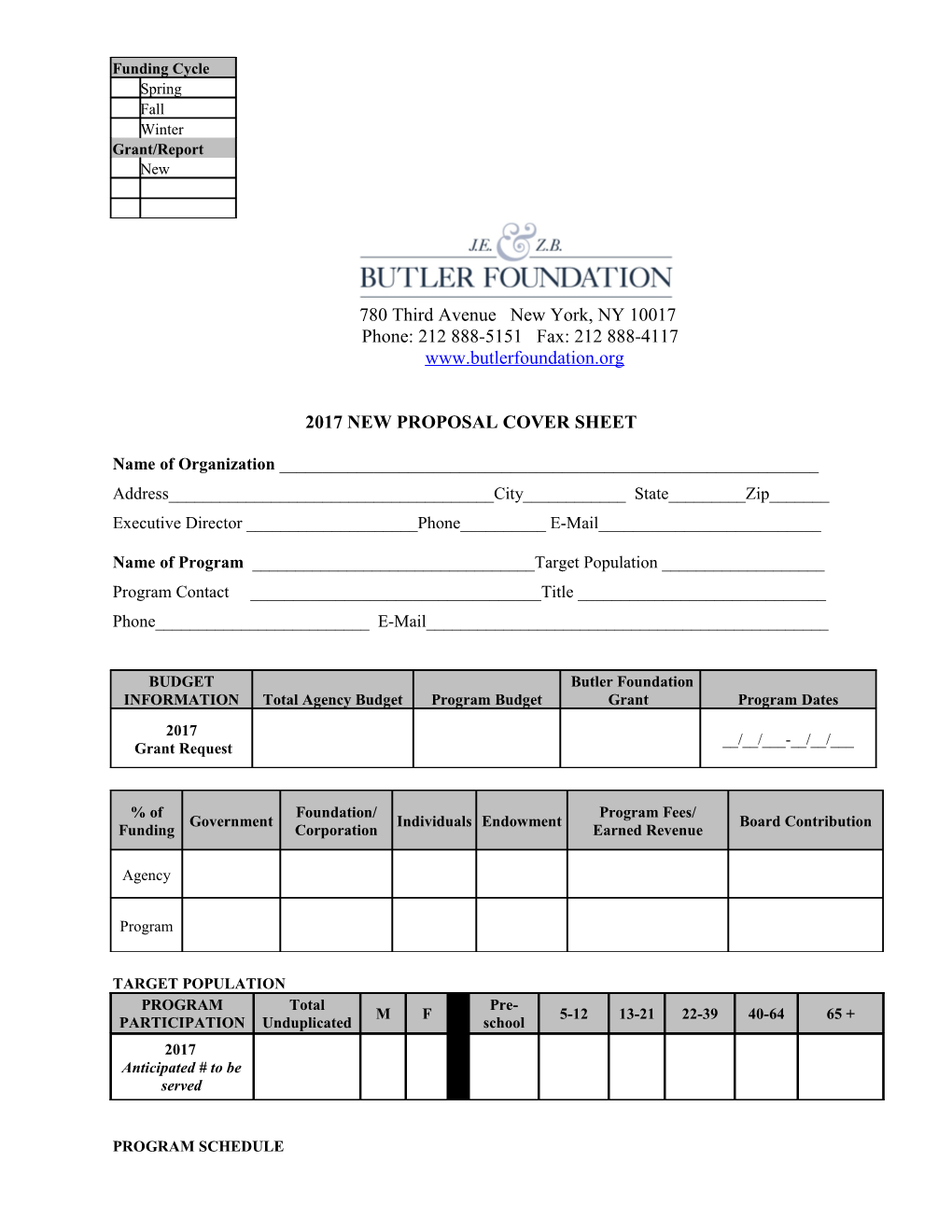 2017 New Proposal Cover Sheet