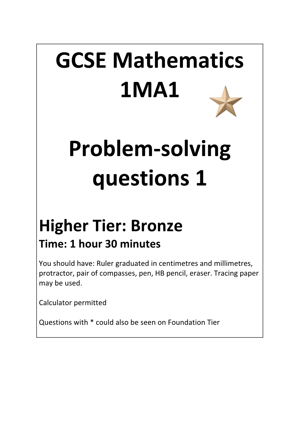 Higher Problem Solving Questions
