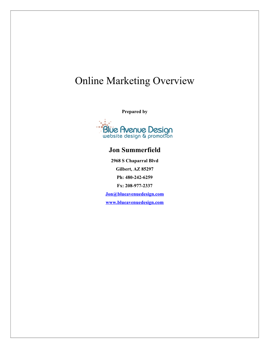 Online Marketing Campaign Proposal
