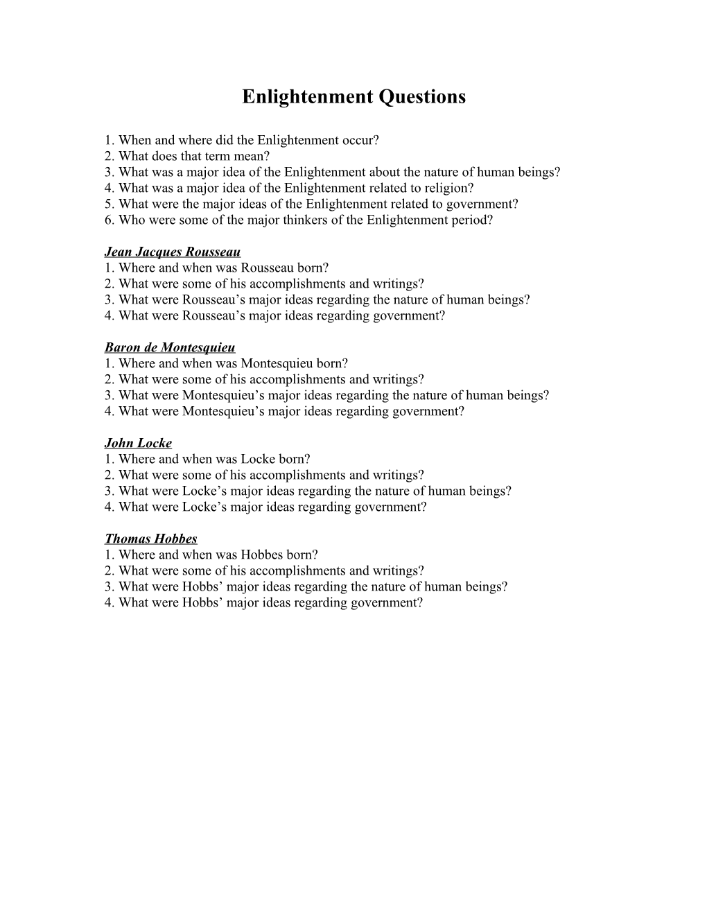 1. When and Where Did the Enlightenment Occur?