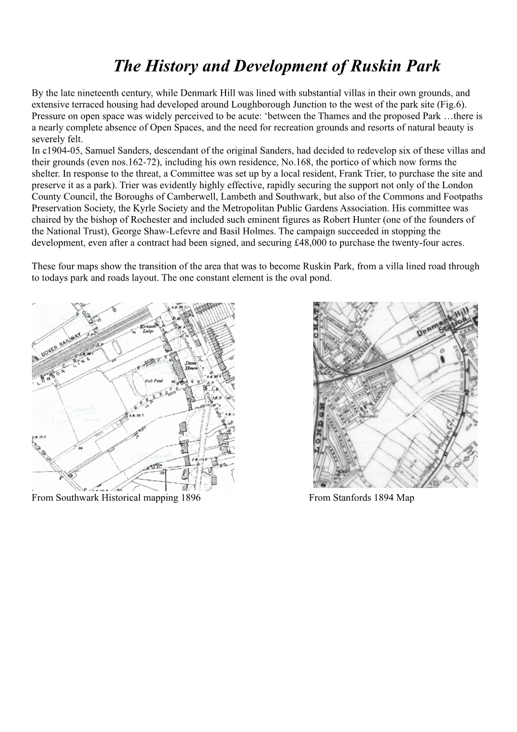 The History and Development of Ruskin Park