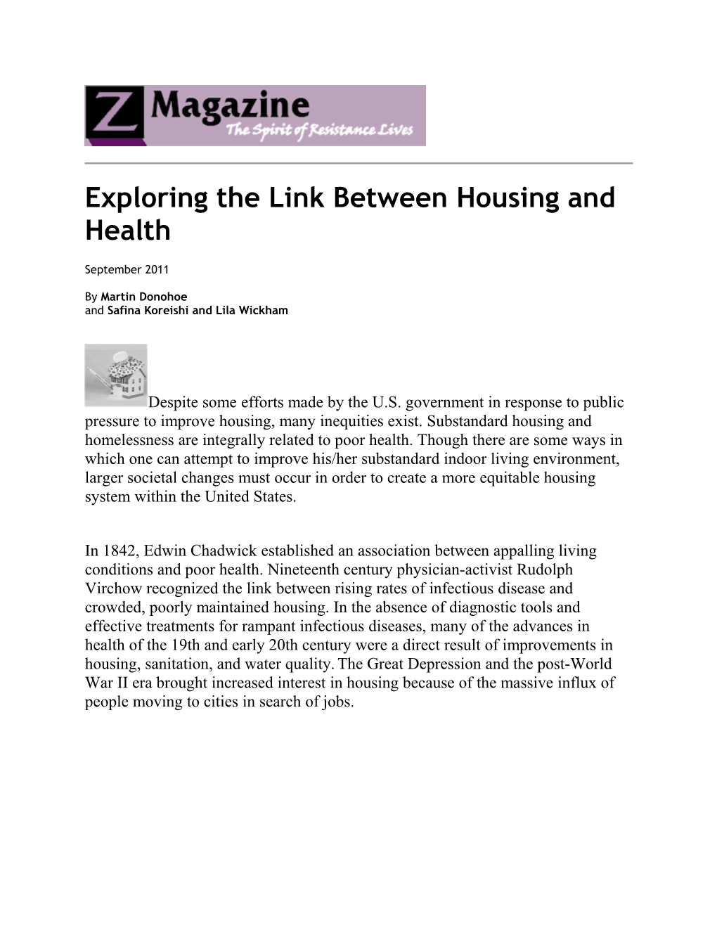 Exploring the Link Between Housing and Health