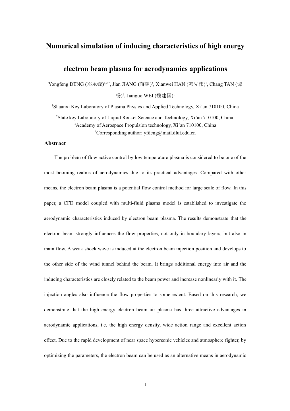 Numerical and Experimental Investigation of Electron Beam Air Plasma Properties at Moderate