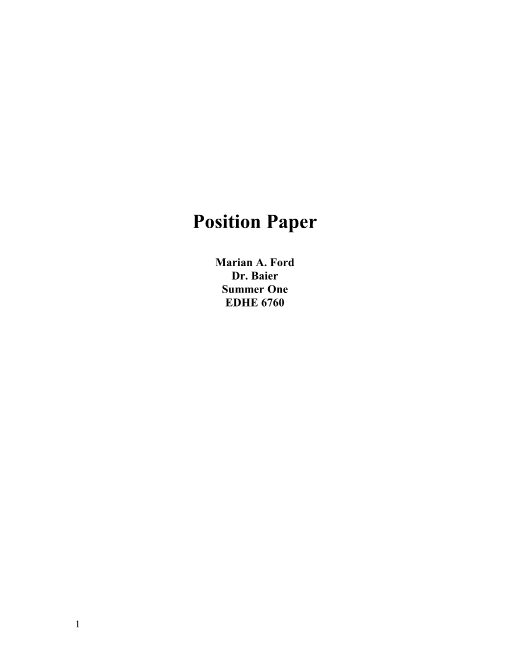 Position Paper