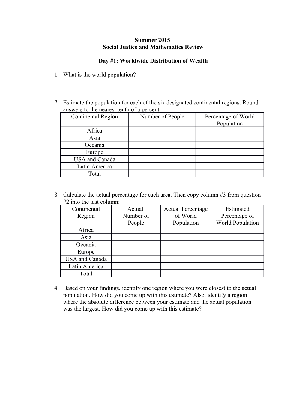 Social Justice and Mathematics Review