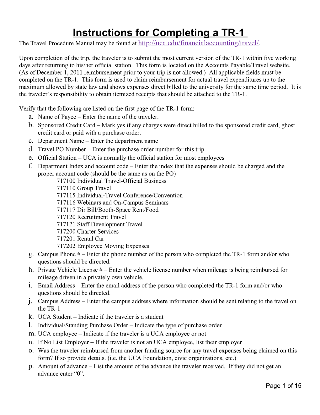 Instructions for Completing a TR-1