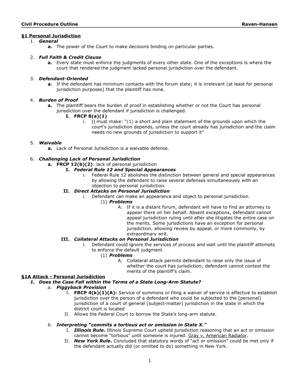 Civil Procedure Outline s6