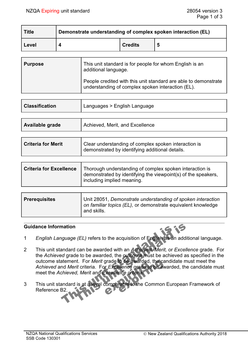 28054 Demonstrate Understanding of Complex Spoken Interaction (EL)