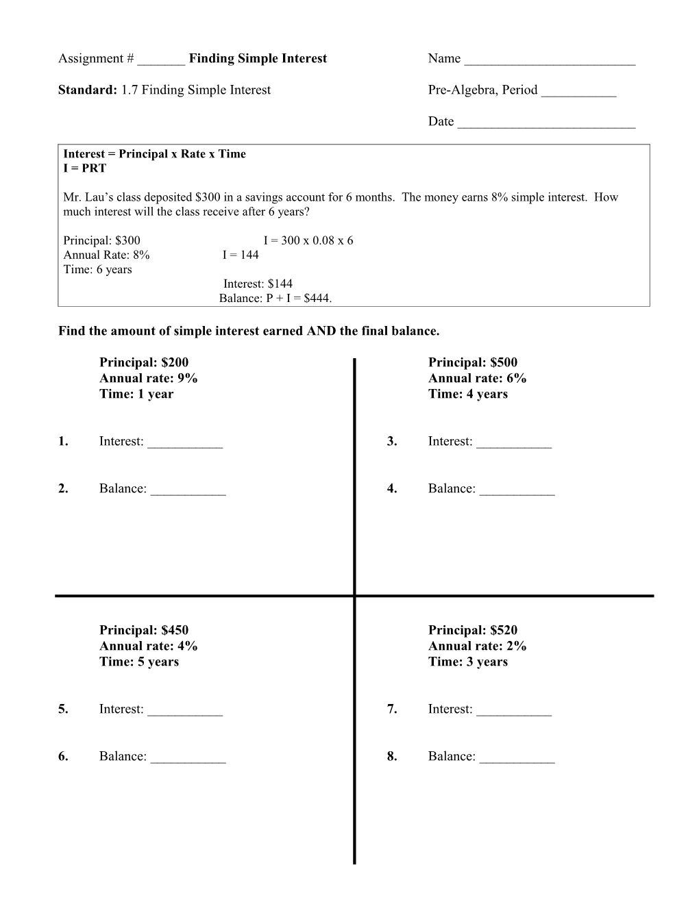 Assignment # ______ - Finding Interest