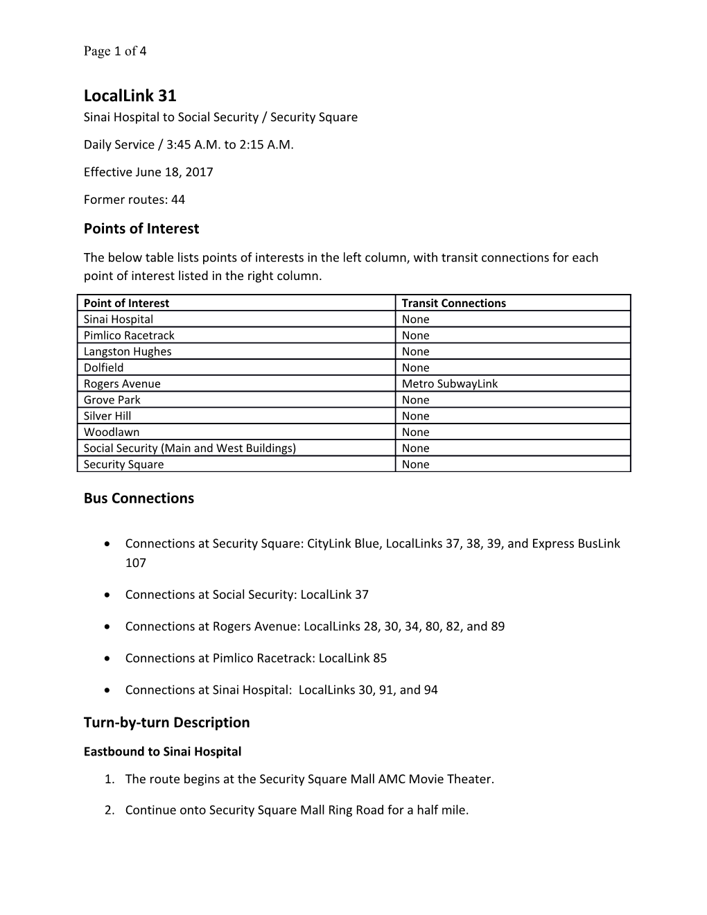 Sinai Hospital to Social Security / Security Square