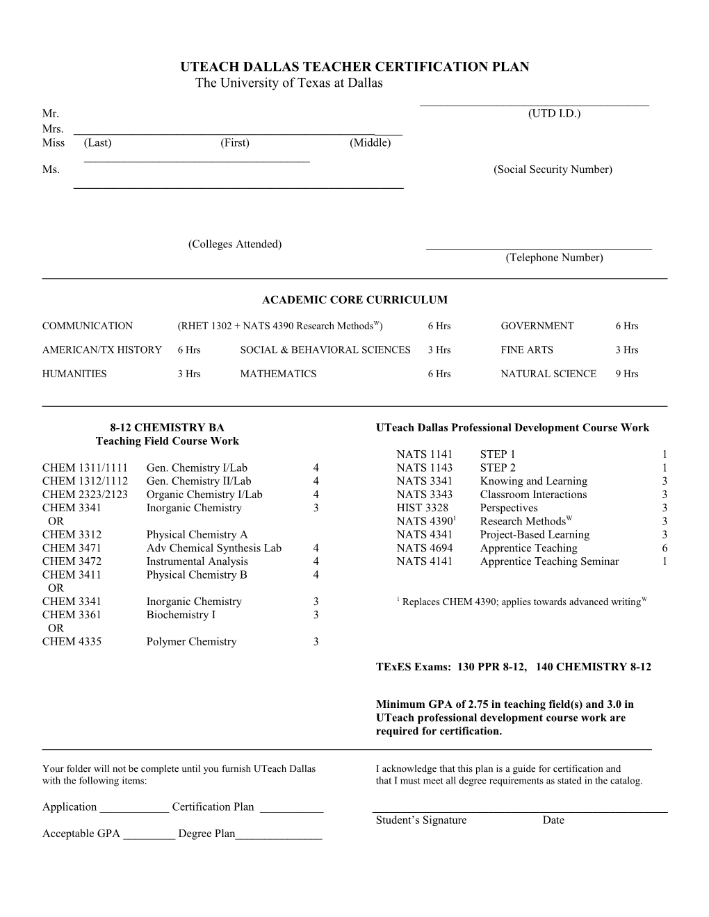 Teacher Certification Plan