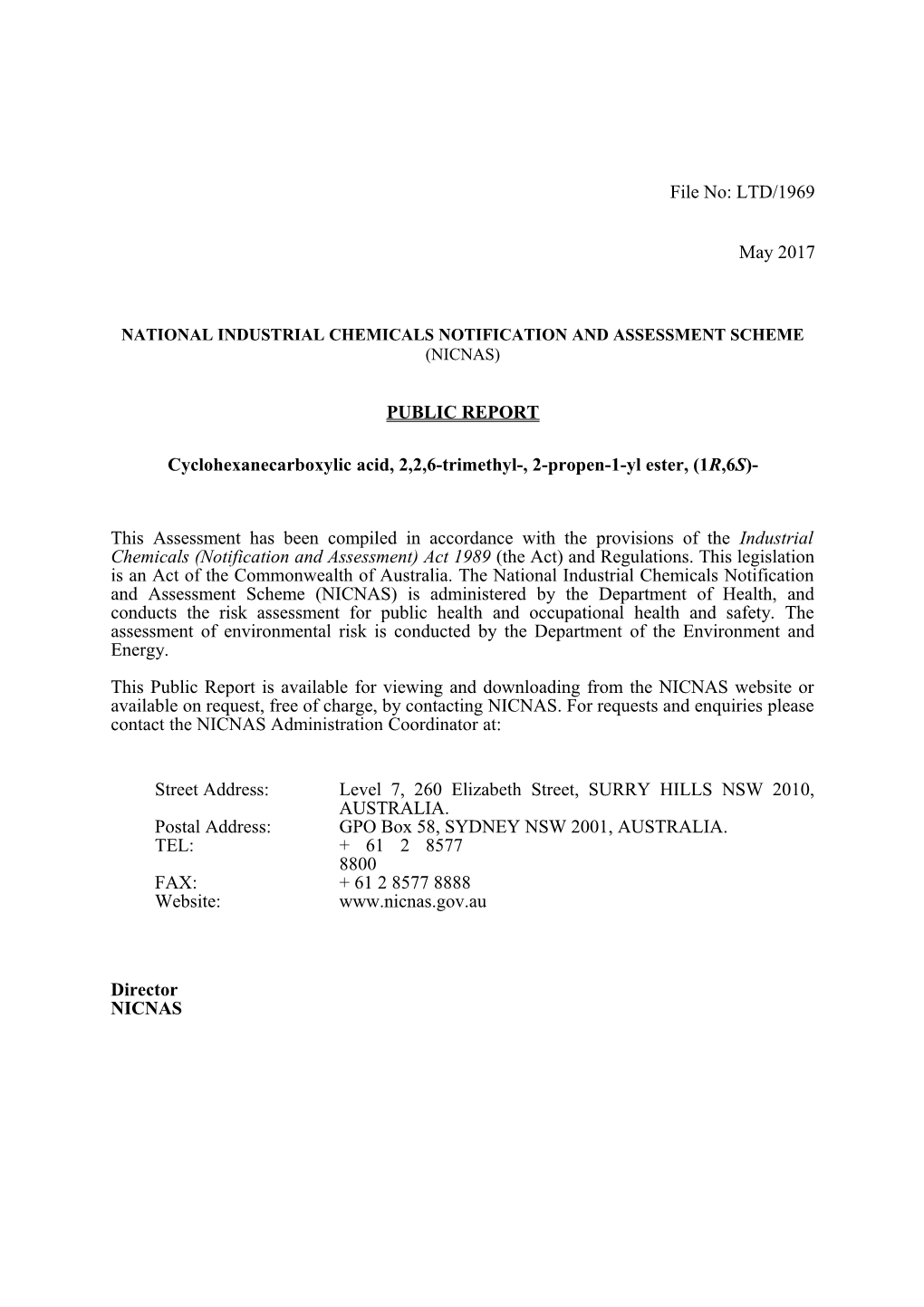 National Industrial Chemicals Notification and Assessment Scheme s54