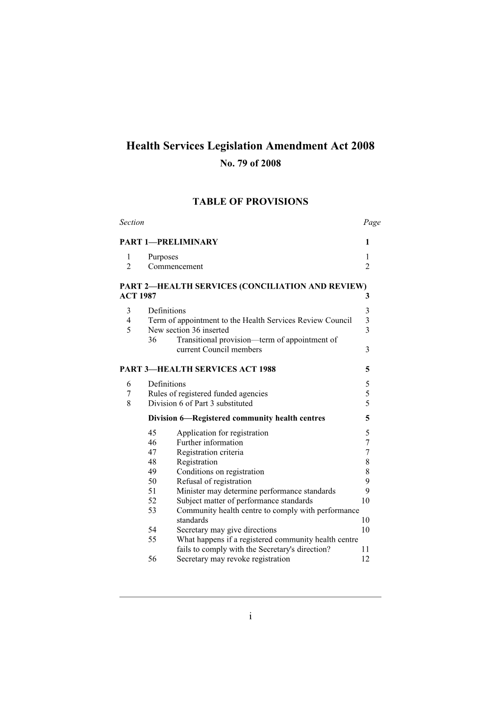 Health Services Legislation Amendment Act 2008