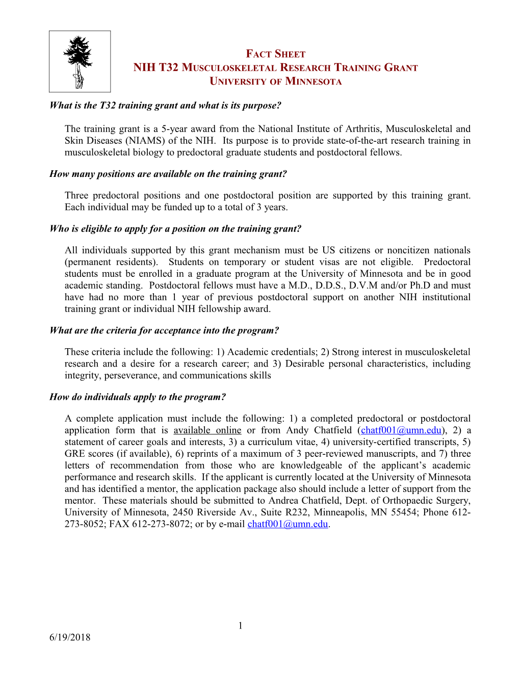 NIH T32 Training Grant Fact Sheet