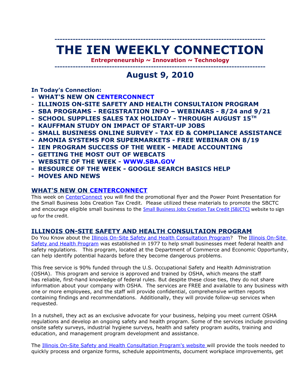 The Ien Weekly Connection s1
