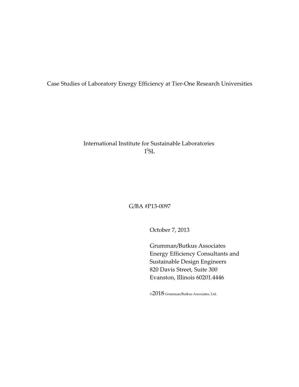 Case Studies of Laboratory Energy Efficiency at Tier-One Research Universities