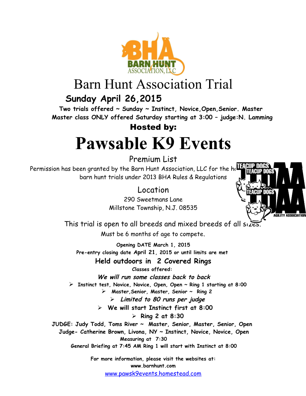 Barn Hunt Association Trial