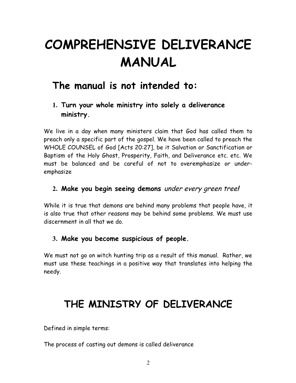 The Manual Is Not Intended To