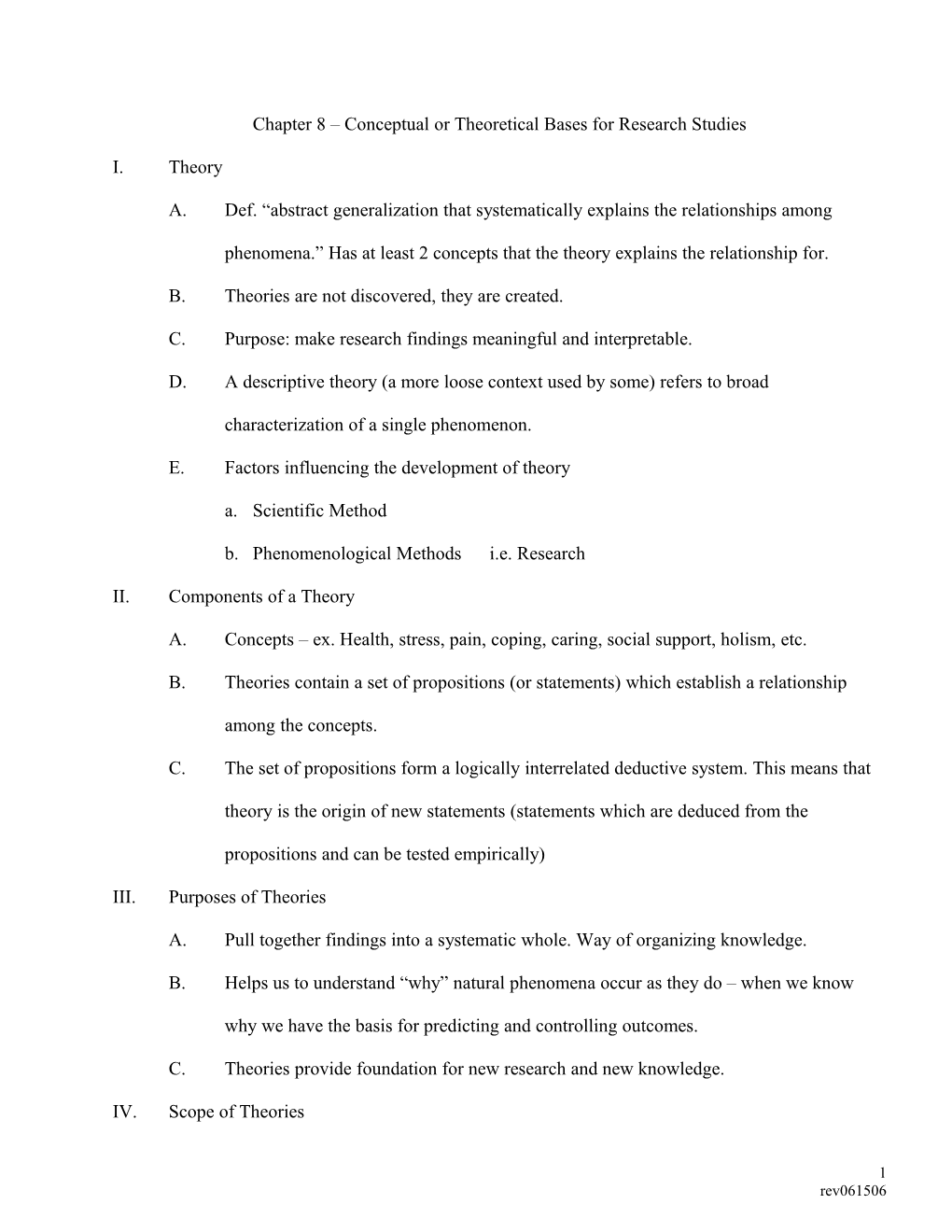 Theory and Nursing Research Chapter 7 Notes