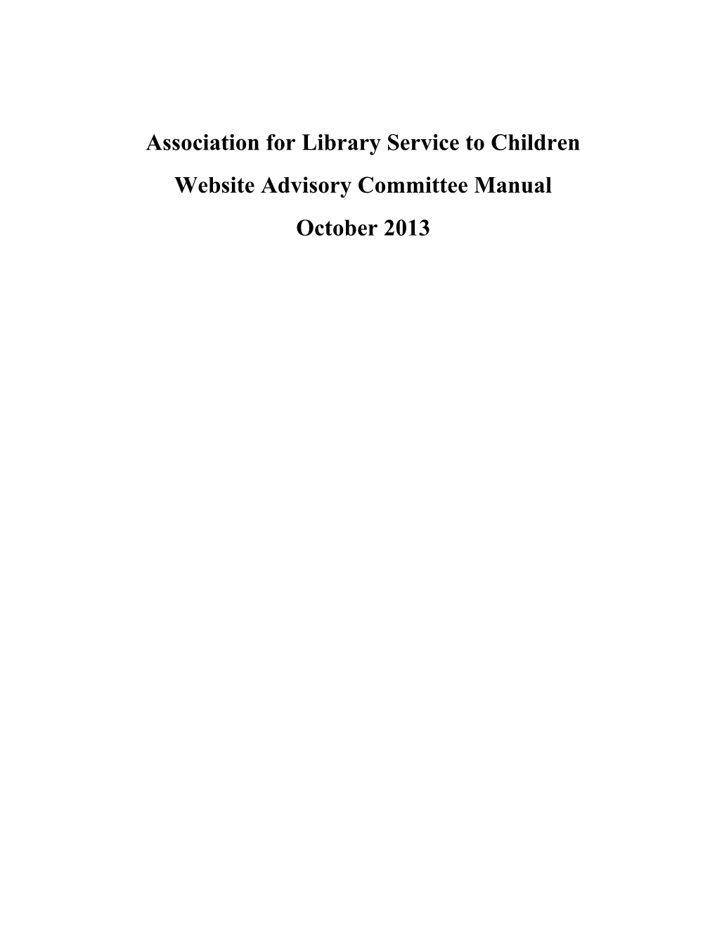 Association for Library Service to Children