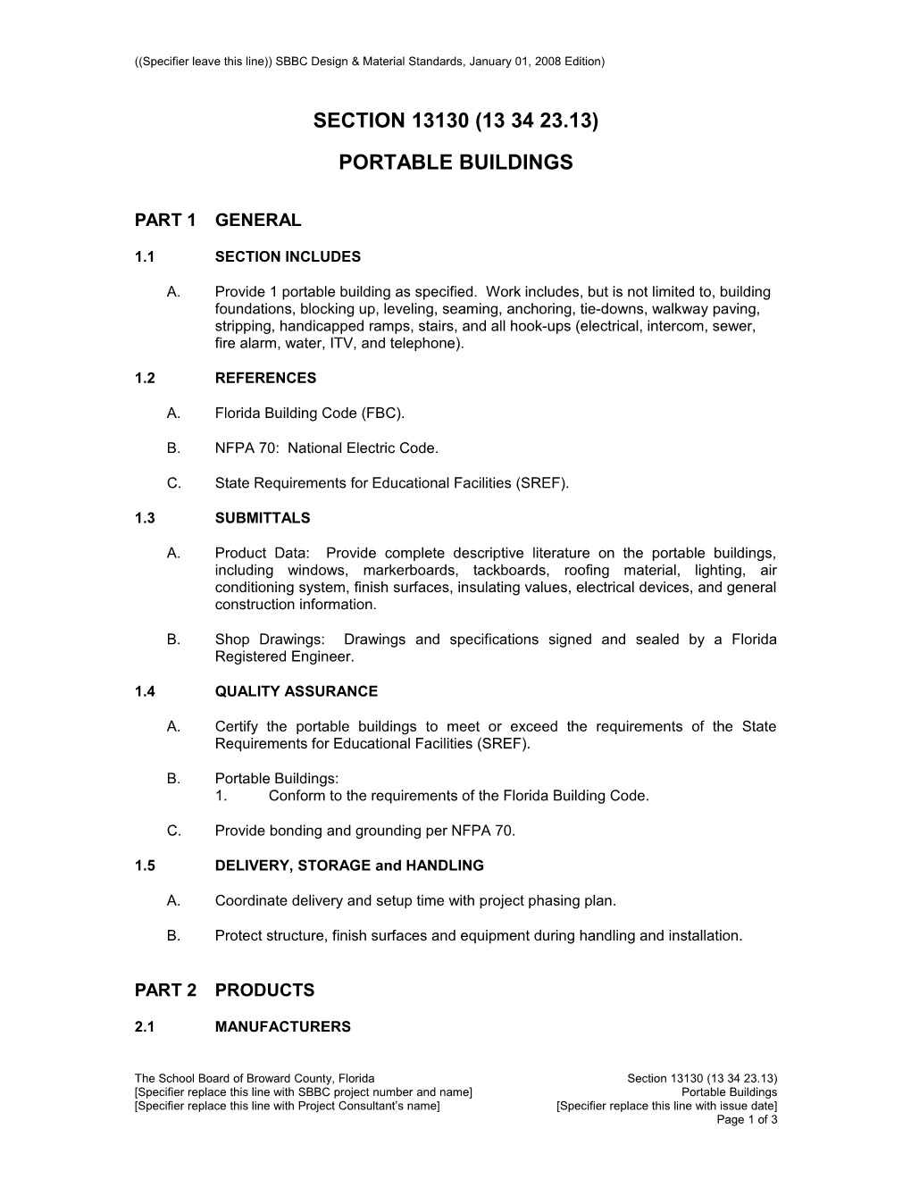 Specifier Leave This Line)) SBBC Design & Material Standards, January 01, 2008 Edition s1