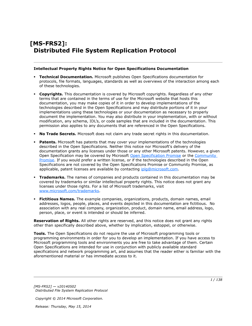 Intellectual Property Rights Notice for Open Specifications Documentation s8