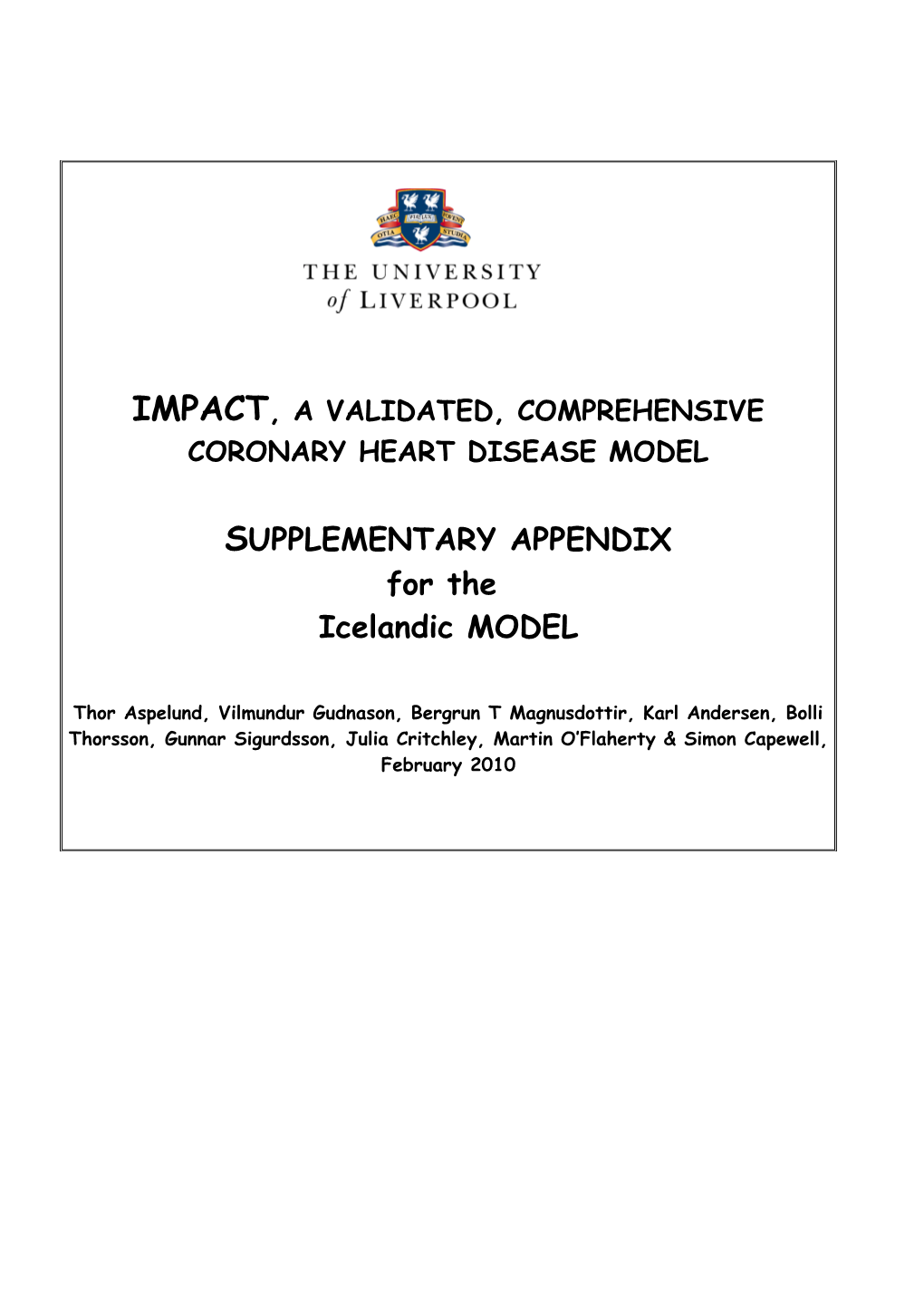 Supplementary Appendix for the Impact Model