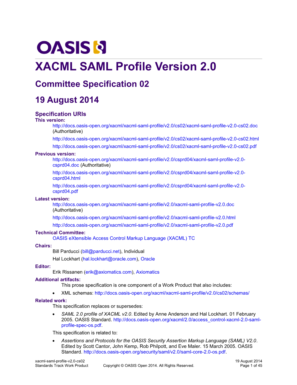 XACML SAML Profile Version 2.0