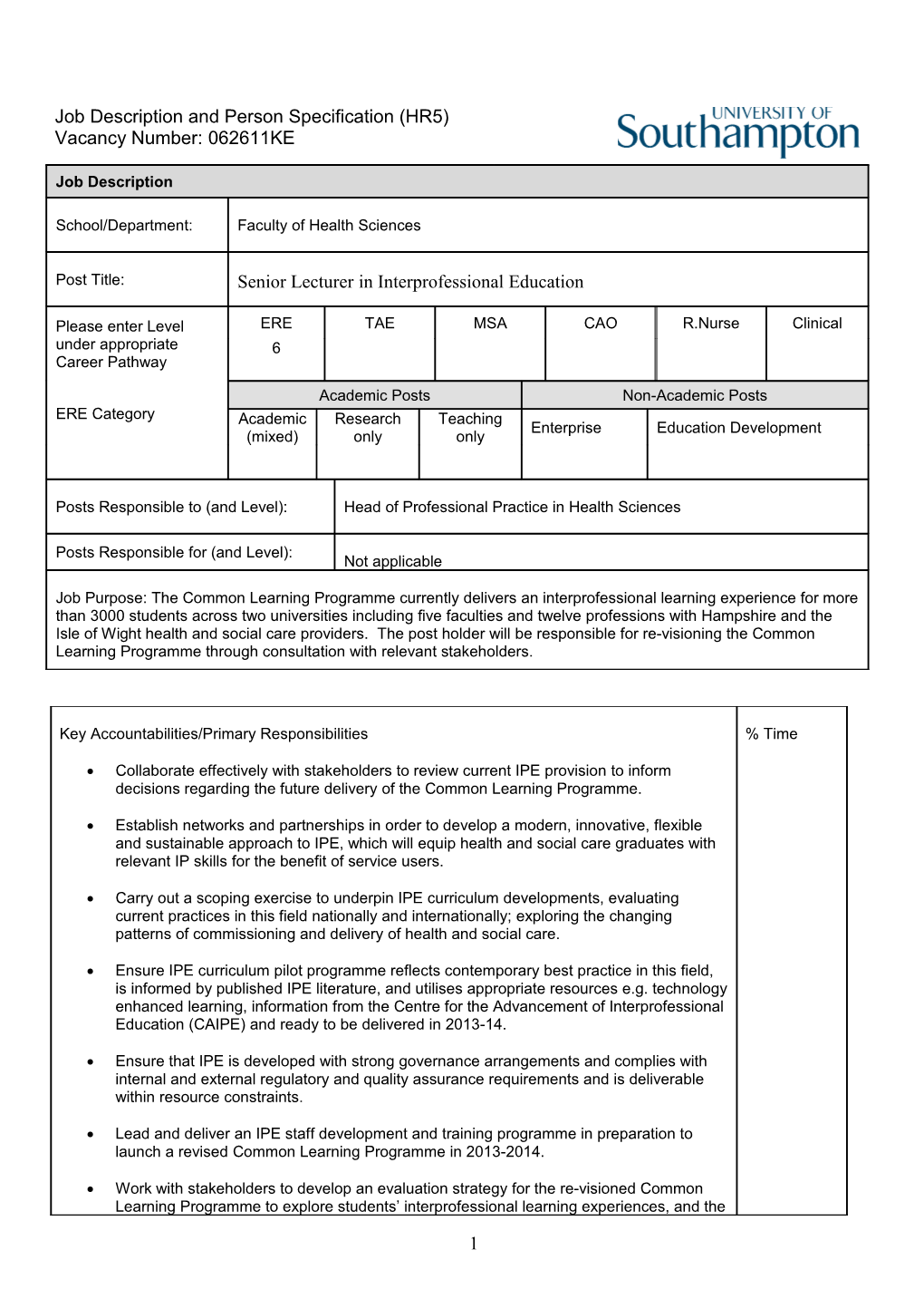 Job Description and Person Specification (HR5) s1